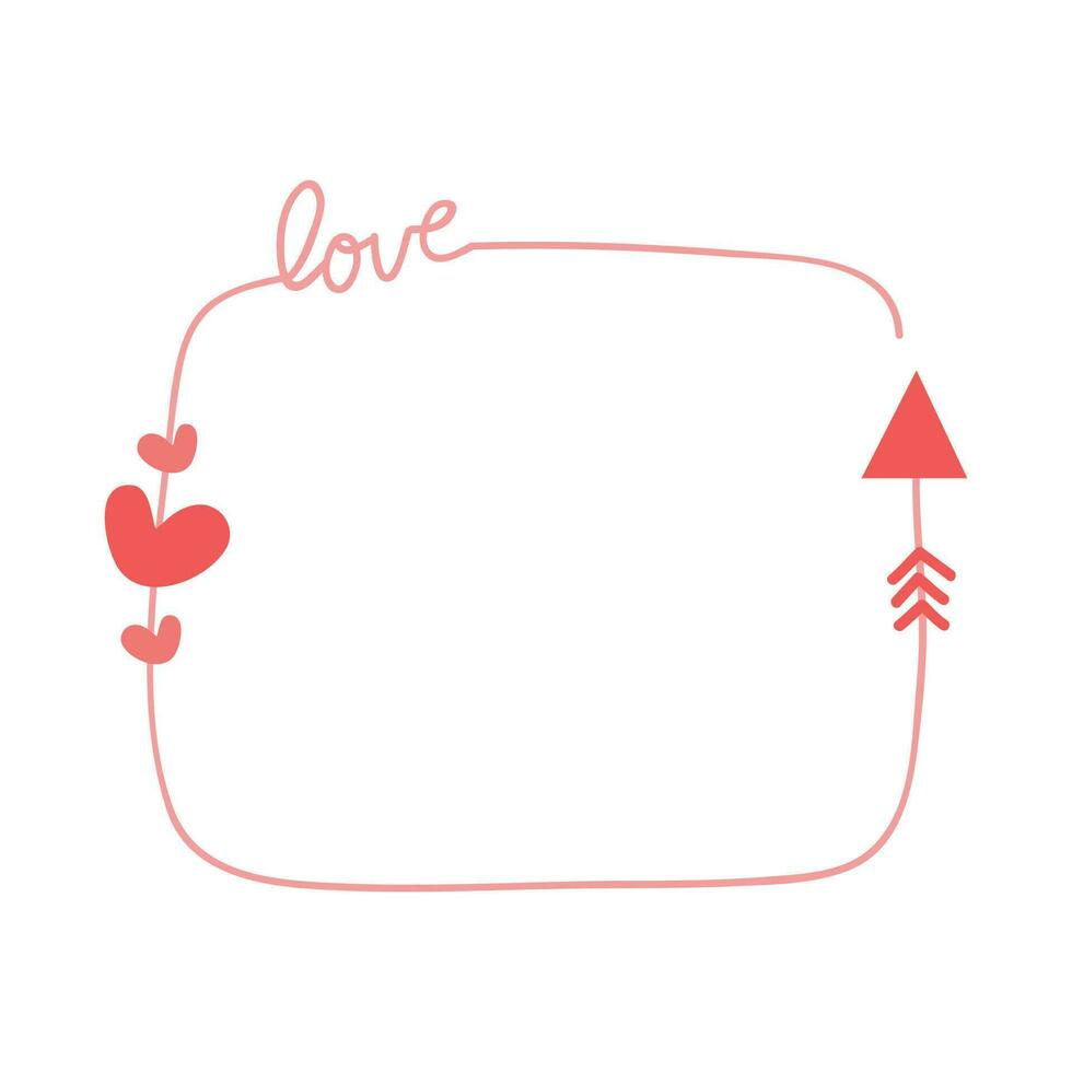 Hand Drawn Love Frame Decoration For Valentine's Day Design. Doodle style. Quote, commas, message, blank, template. Editable vector. vector