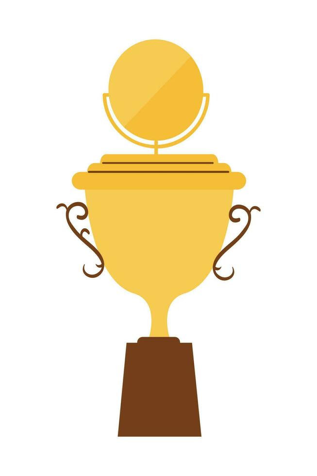 Championship winner trophy gold medal award illustration isolated on white background. Gold championship or competition winner trophy awards, number one, and cup in a concept of awarding prizes vector