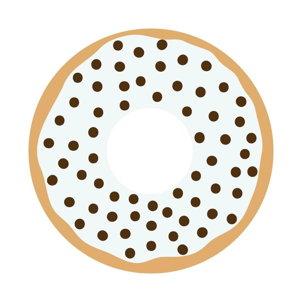 Donut vector Illustration. Sweet sugar icing donuts. Top view of doughnuts. Confectionery dessert. Chocolate confectionery isolated on white background. Flat design.