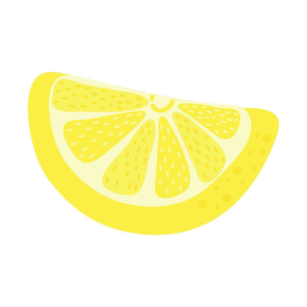 Fresh Lemon Illustration Isolated In White Background. Lemon Slice Cartoon Illustration. vector