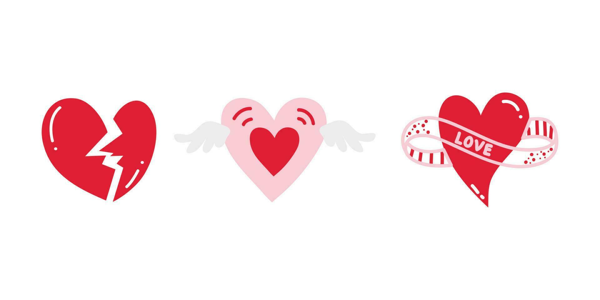 Love Heart Hand Drawn Element Illustration For Valentine's Day Decoration. vector