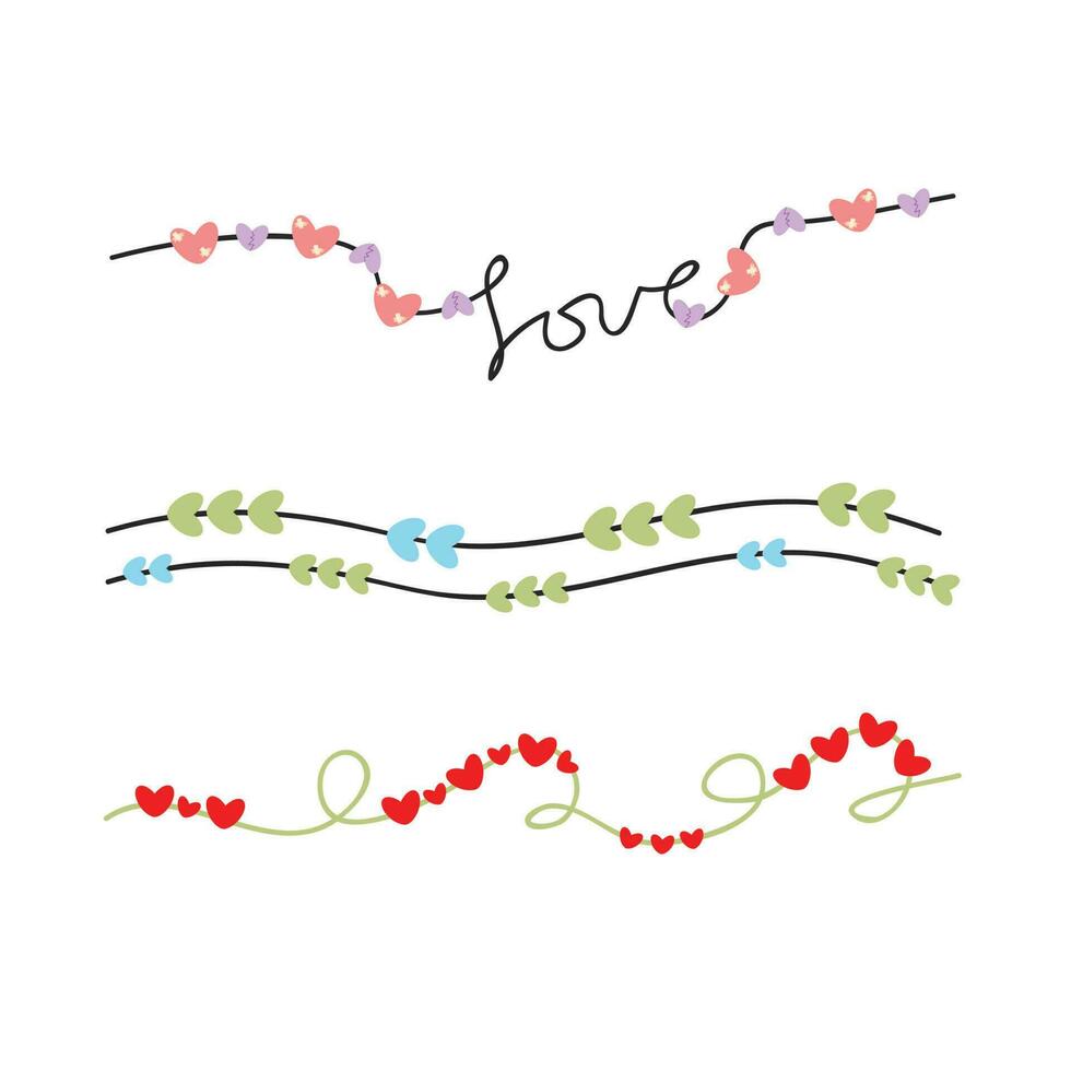 Heart String Element Decoration for valentines, women, mother day greeting invitation graphic design. vector