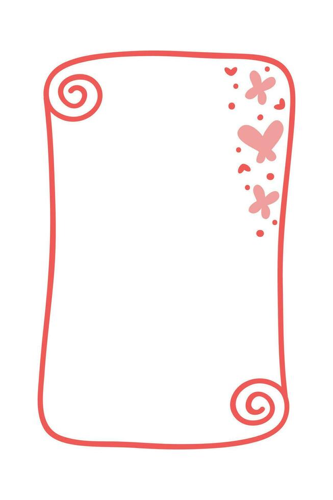 Hand Drawn Love Frame Decoration For Valentine's Day Design. Doodle style. Quote, commas, message, blank, template. Editable vector. vector