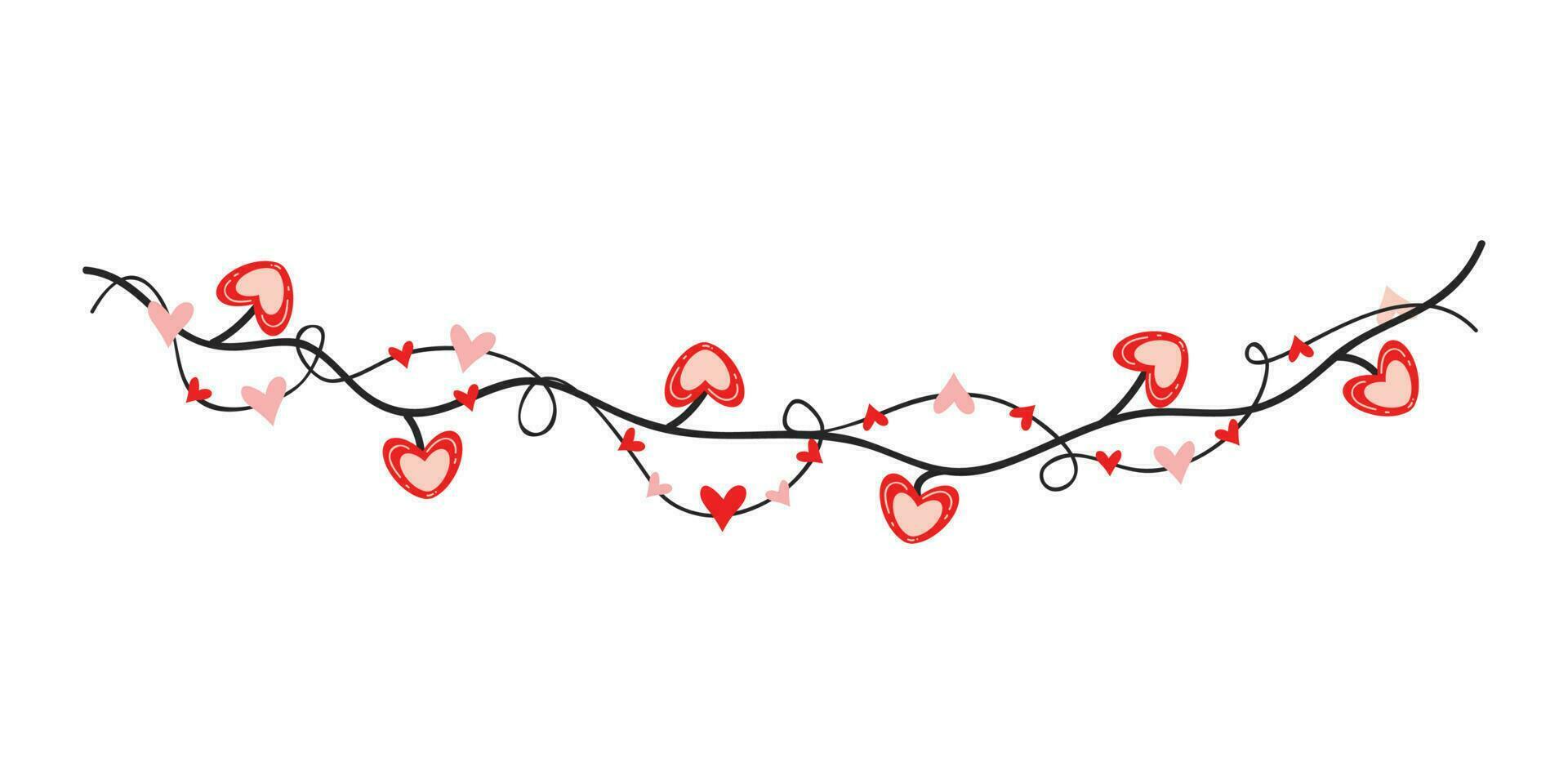 Heart String Element Decoration for valentines, women, mother day greeting invitation graphic design. vector