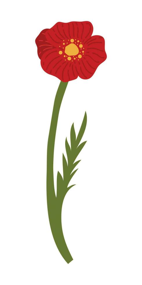 Poppy Flower Element Illustration. Vector red poppies isolated on a white background.