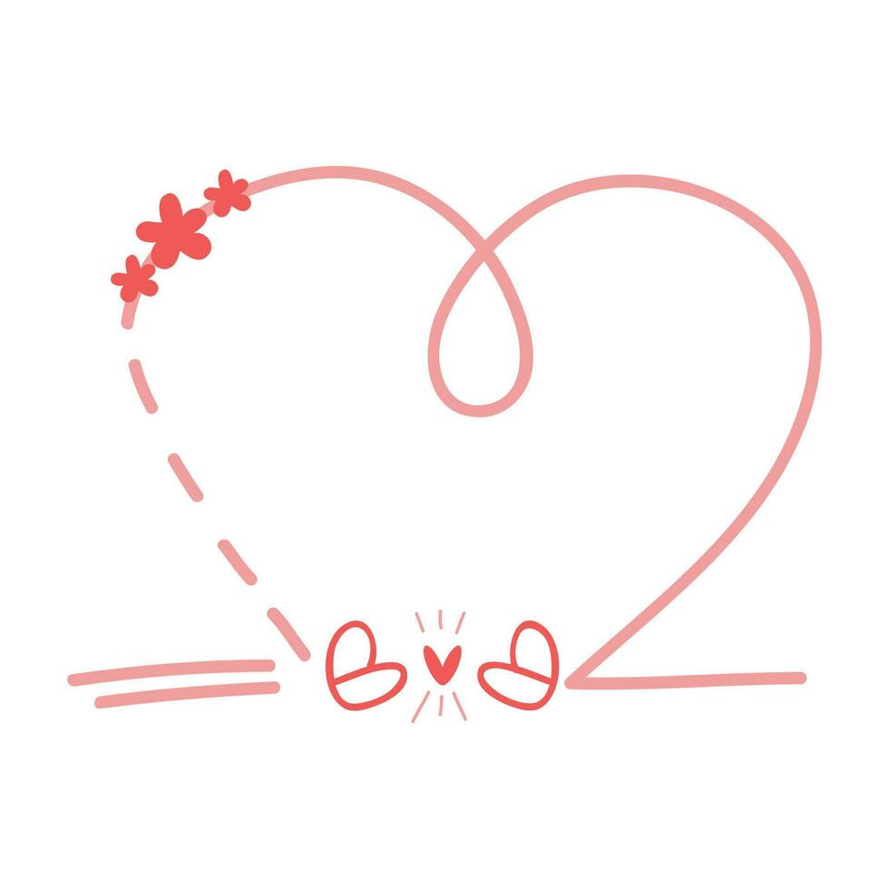 mano dibujado amor marco decoración para San Valentín día diseño. garabatear estilo. cita, comas, mensaje, blanco, modelo. editable vector. vector