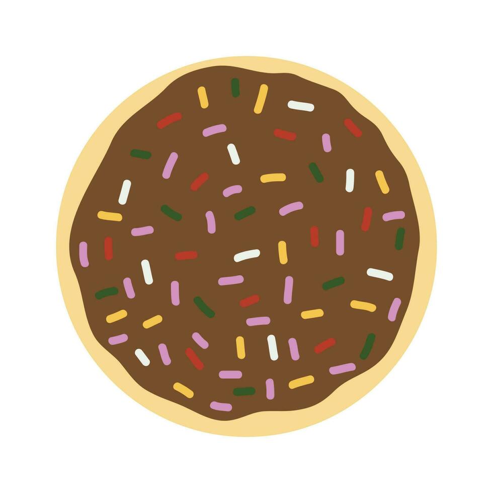 Donut vector Illustration. Sweet sugar icing donuts. Top view of doughnuts. Confectionery dessert. Chocolate confectionery isolated on white background. Flat design.