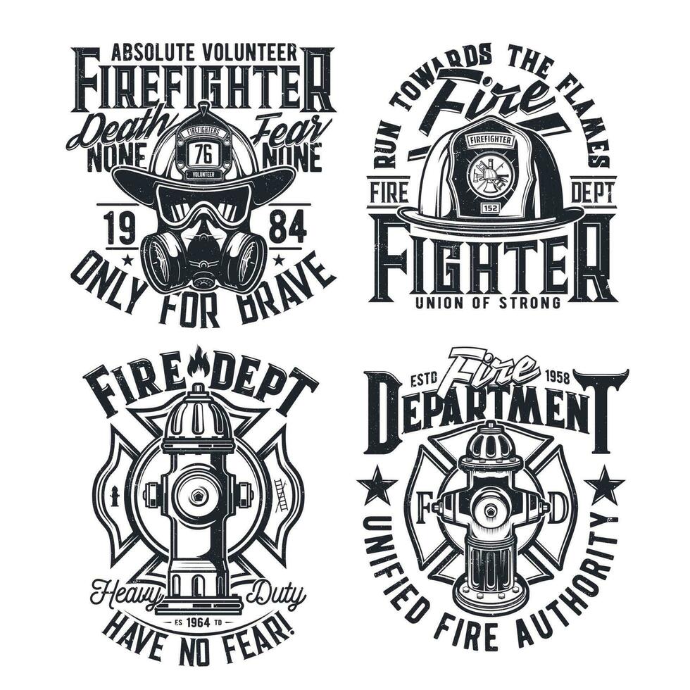 Tshirt print with firefighters vector equipment