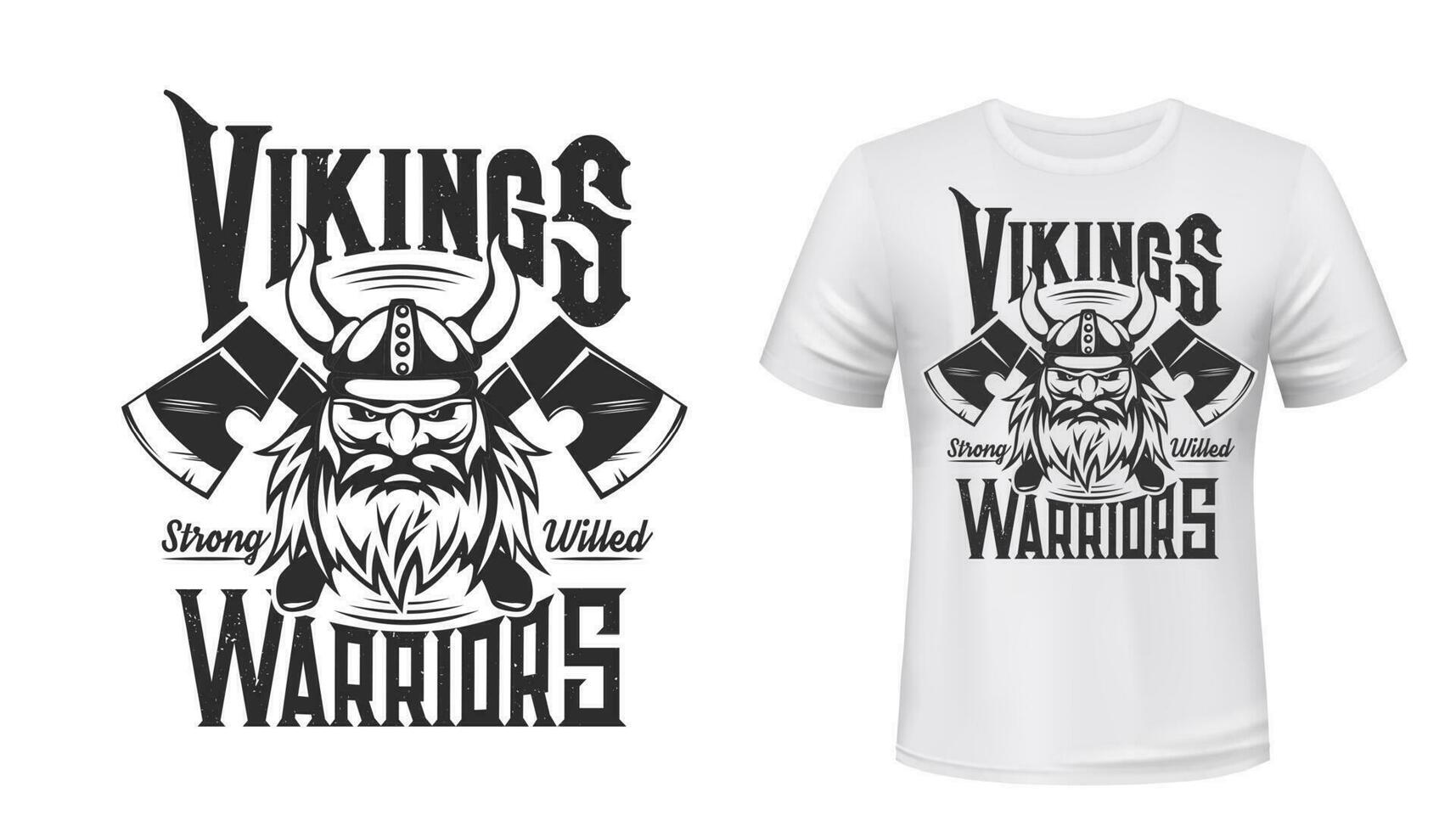 Viking warrior tshirt print, Scandinavian knight vector
