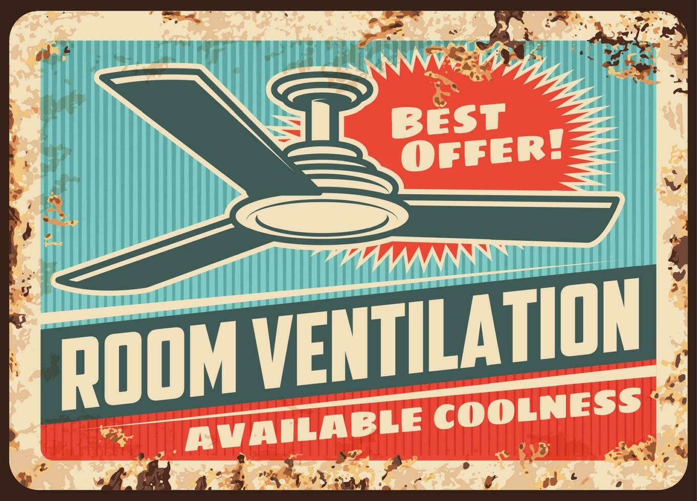 Room ventilation rusty plate vector ceiling fan