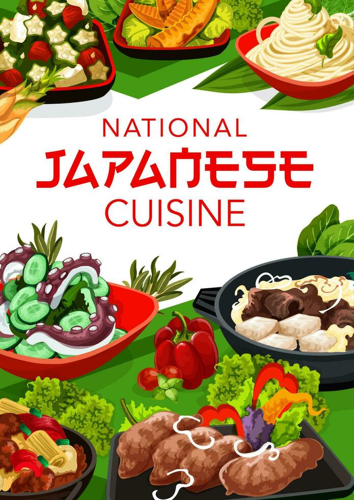 Japanese cuisine vector, Japan food, meals poster vector