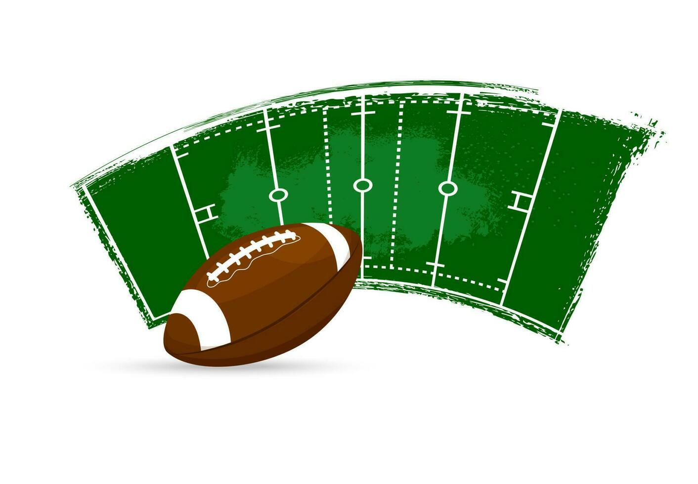 rugby americano fútbol americano bandera, pelota, verde campo vector