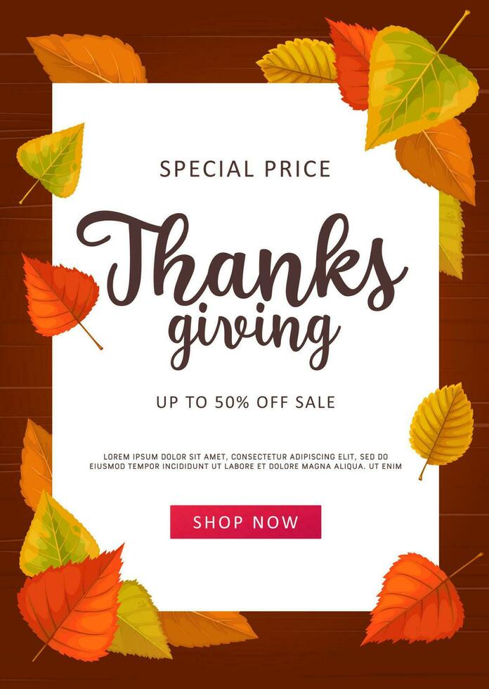 Thanks Giving vector sale poster special price off