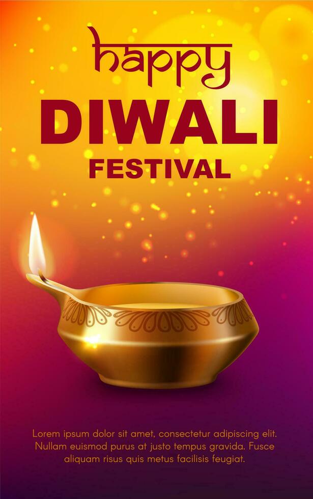 diwali ligero festival diya lámpara, indio fiesta vector