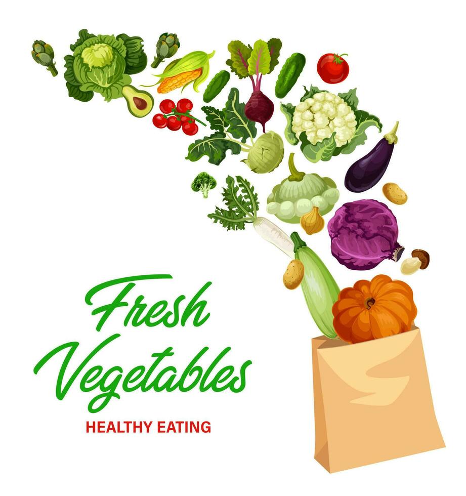 Fresh vegetables market, healthy eating banner vector