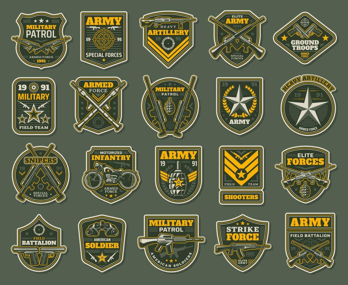Army special forces, military specialists badges vector