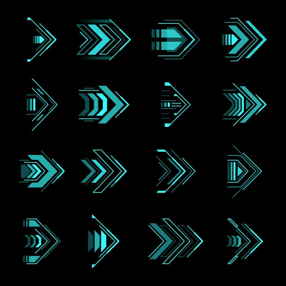 Hud arrows, futuristic navigation Sci Fi pointers vector