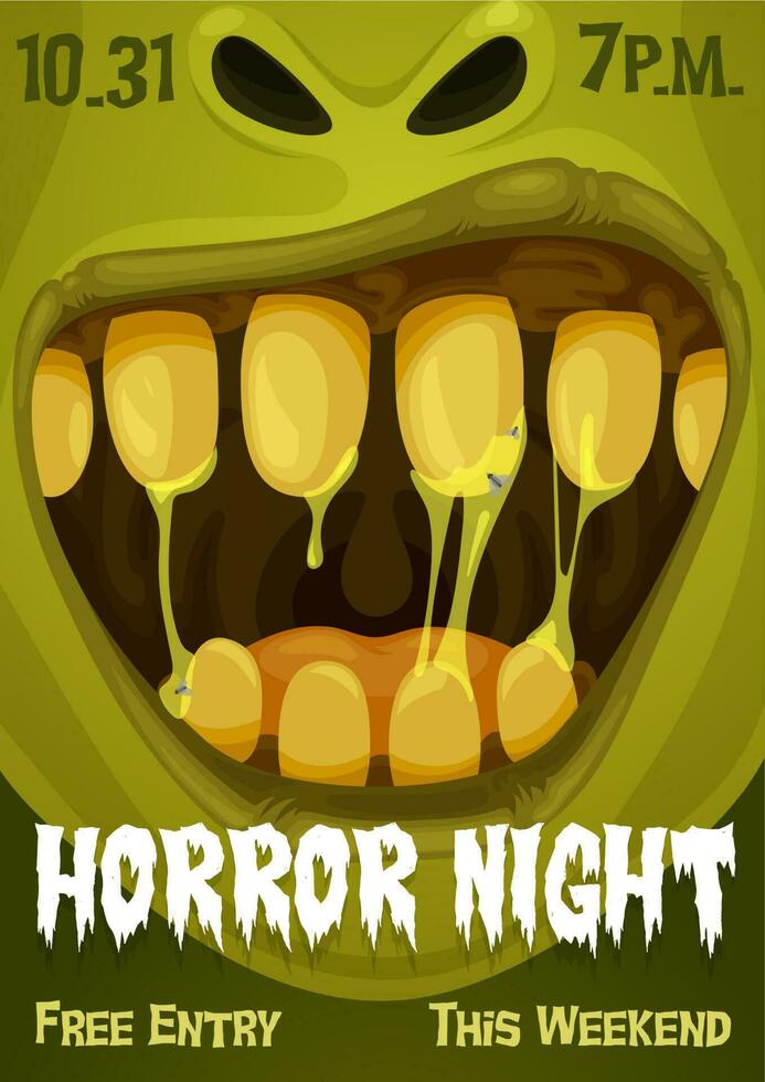 Halloween zombie monster poster of horror party vector