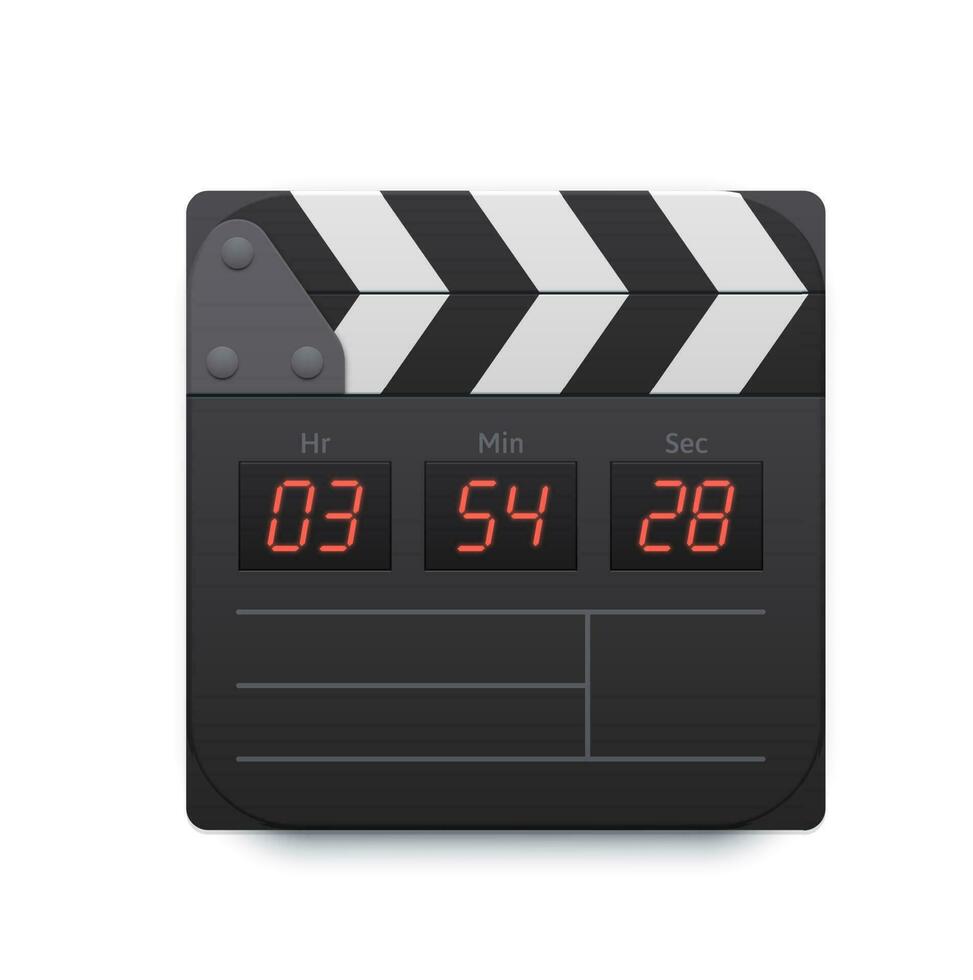 Movie clapper board, video record interface icon vector