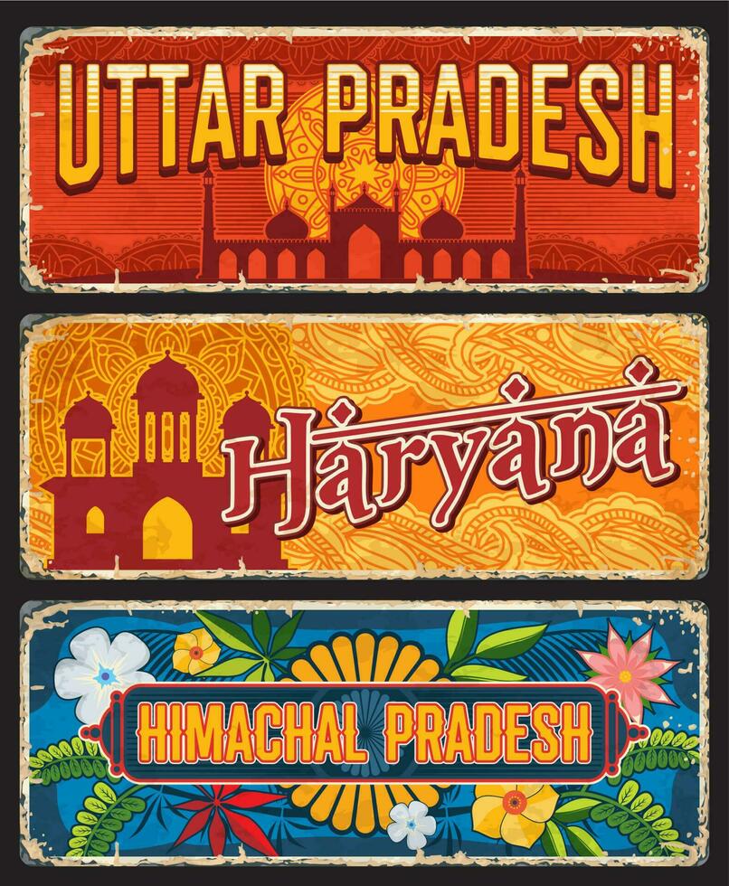 Uttar Pradesh, Haryana and Himachal Pradesh states vector