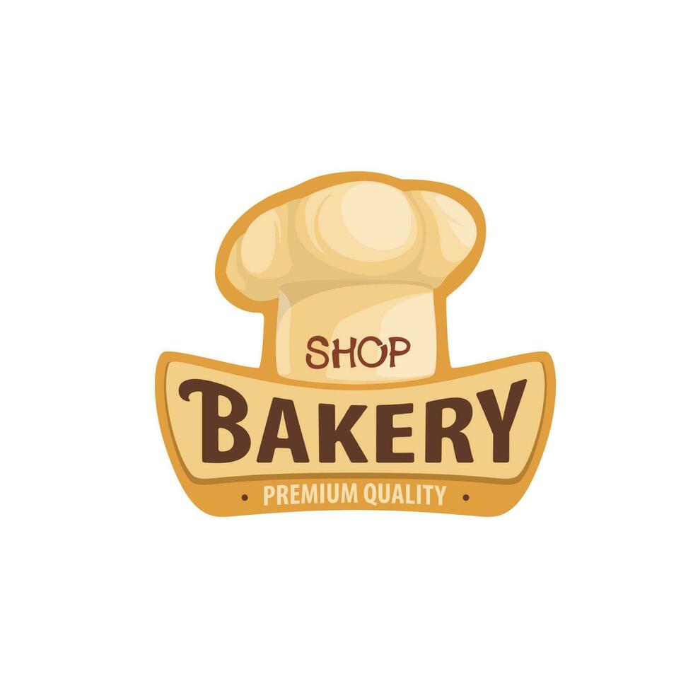 panadería tienda icono con panadero cocinero gorro de cocinero vector