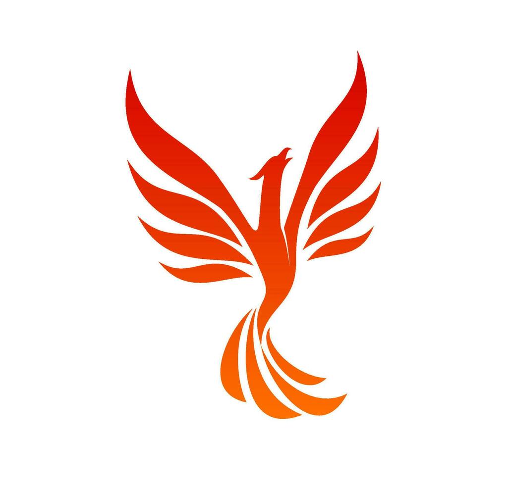 Phoenix bird icon of firebird flying on fire wings vector