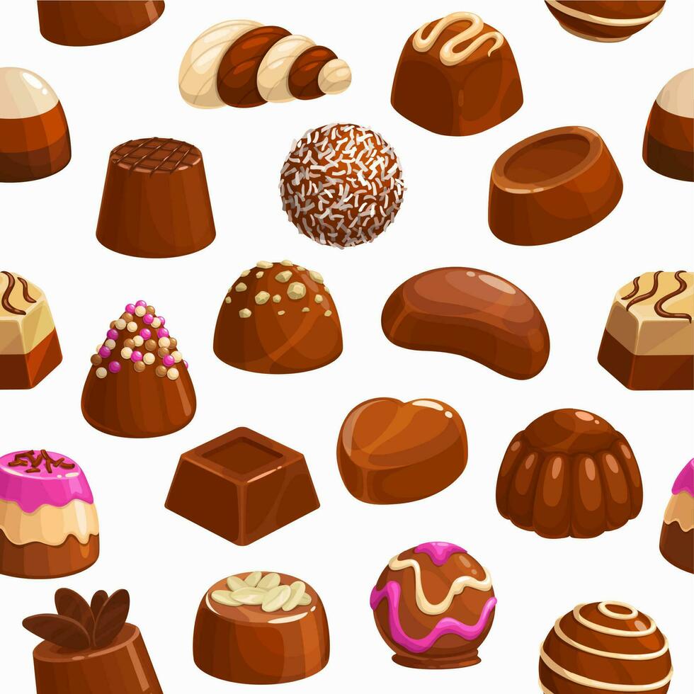 Chocolate candies vector seamless pattern