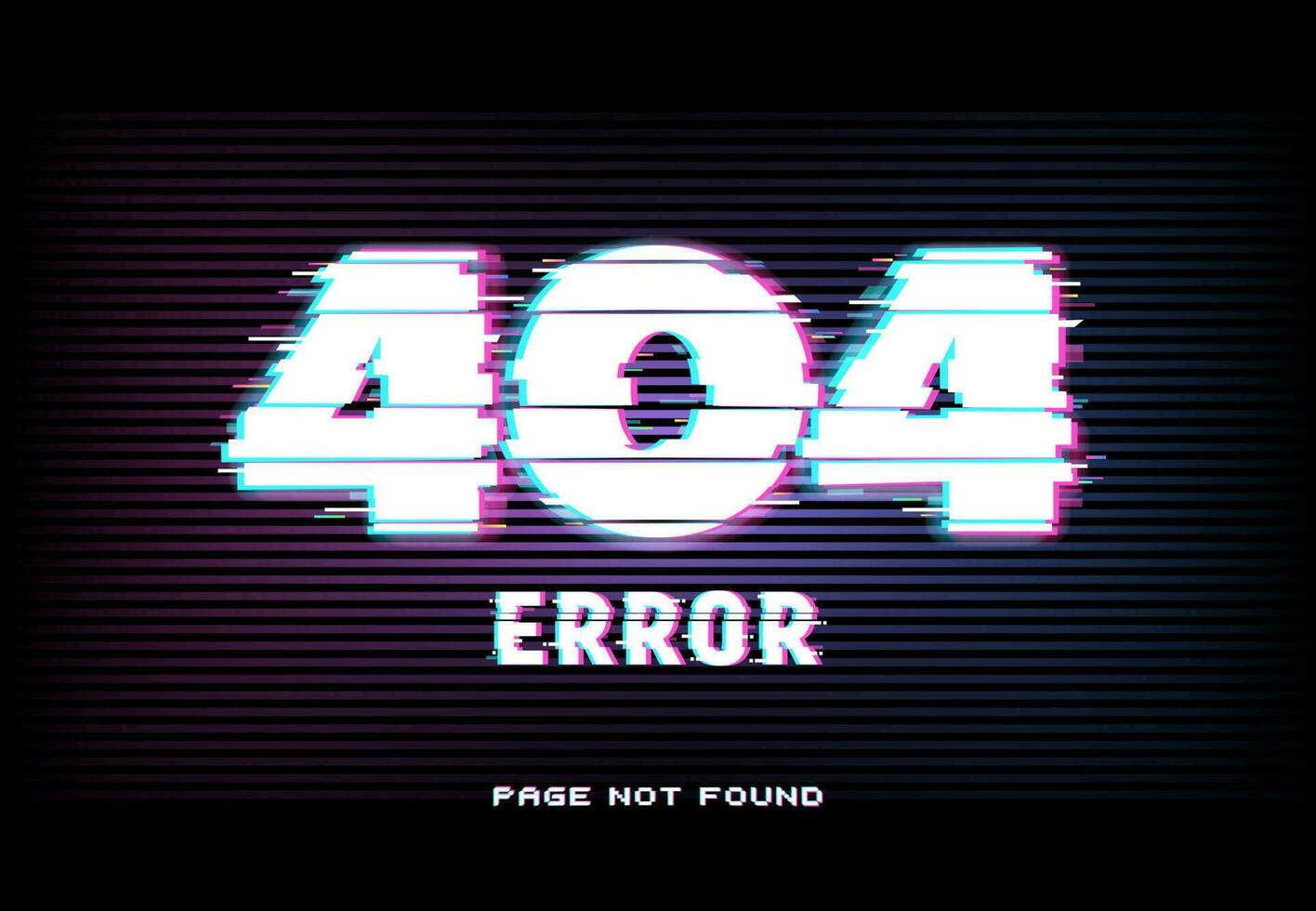 404 error, page not found in glitch effect style vector