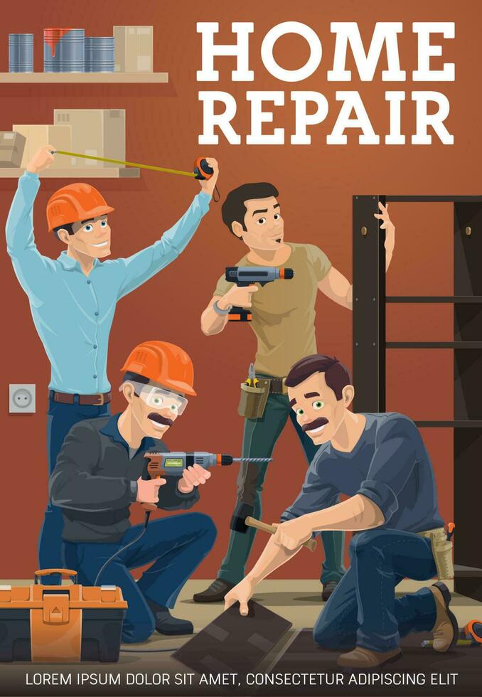 Home repair service professional workers vector