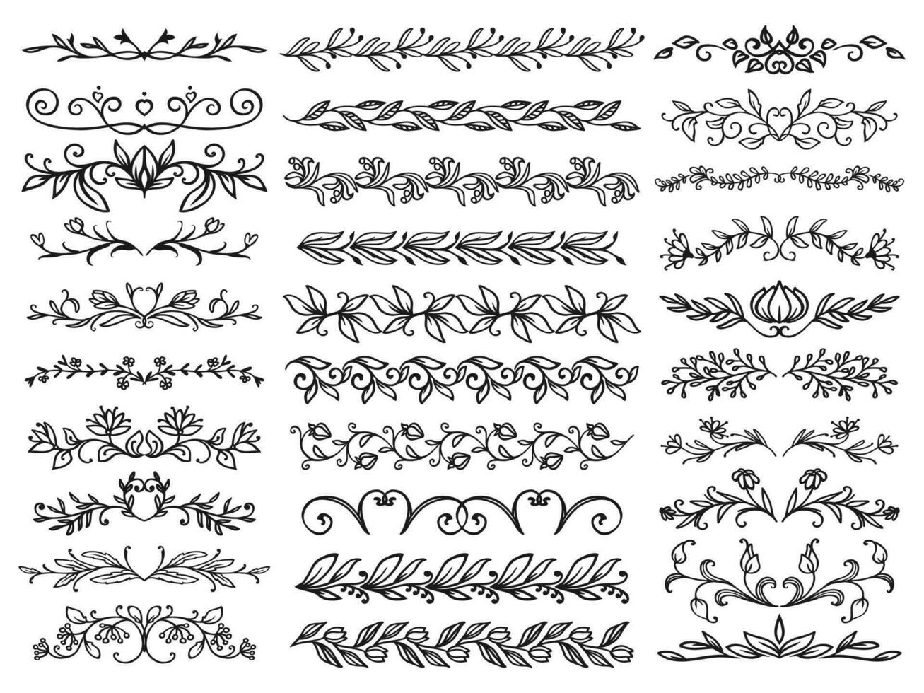 Floral borders or dividers vector templates set