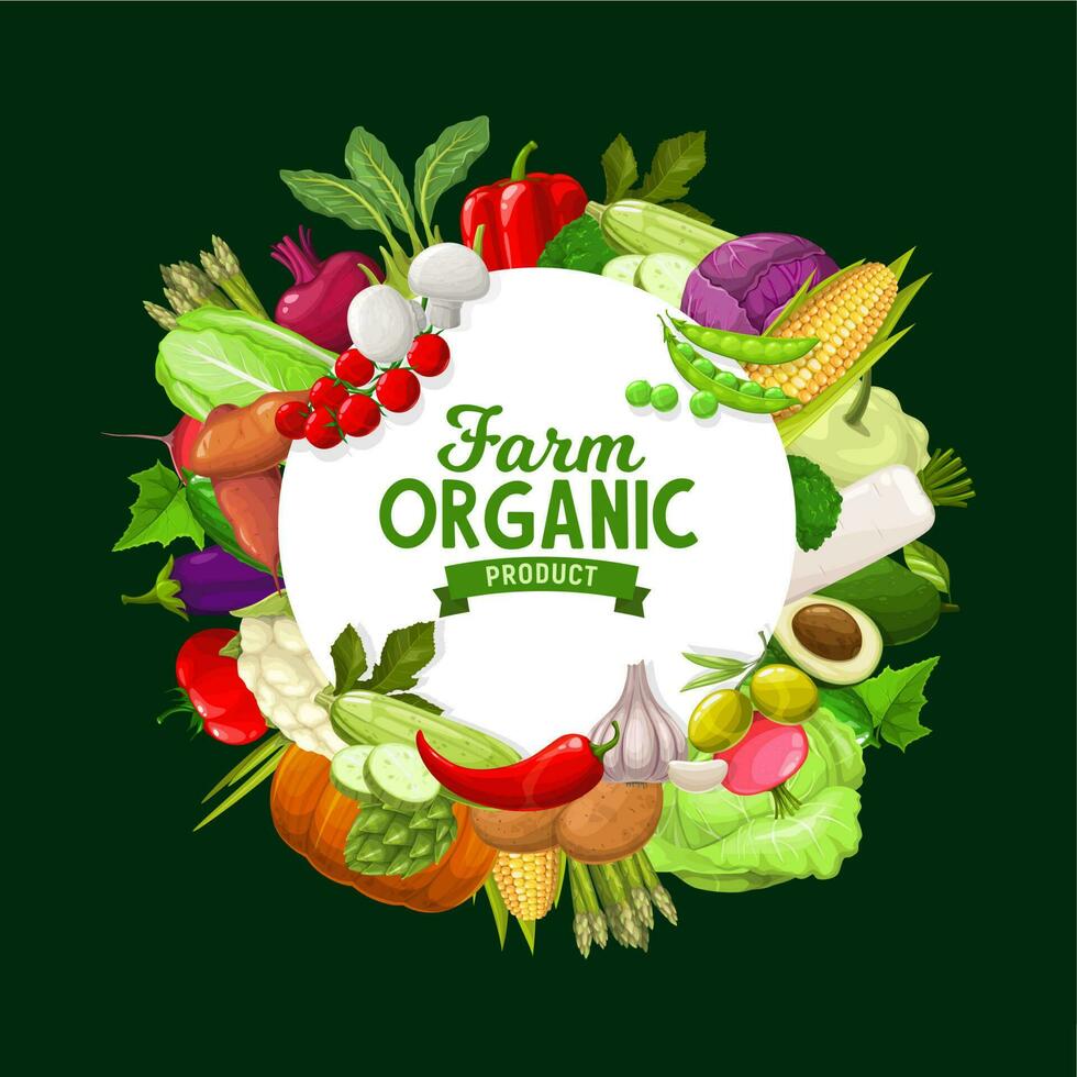 granja vegetales vector redondo marco orgánico verduras