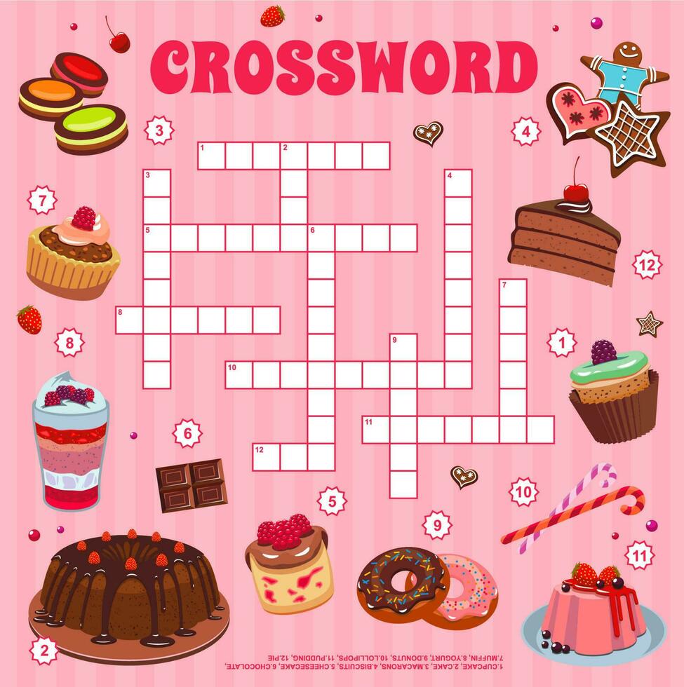 Cartoon cakes sweets and desserts crossword grid 23843778 Vector Art Cartoon cakes sweets and desserts crossword grid 23843778 Vector Art