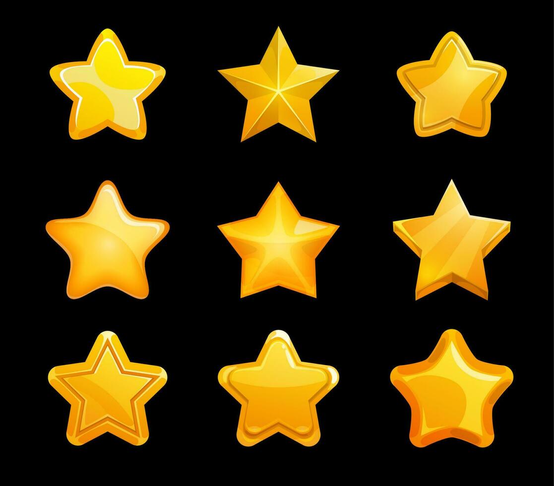 Gold stars of game ranking set of user interface vector