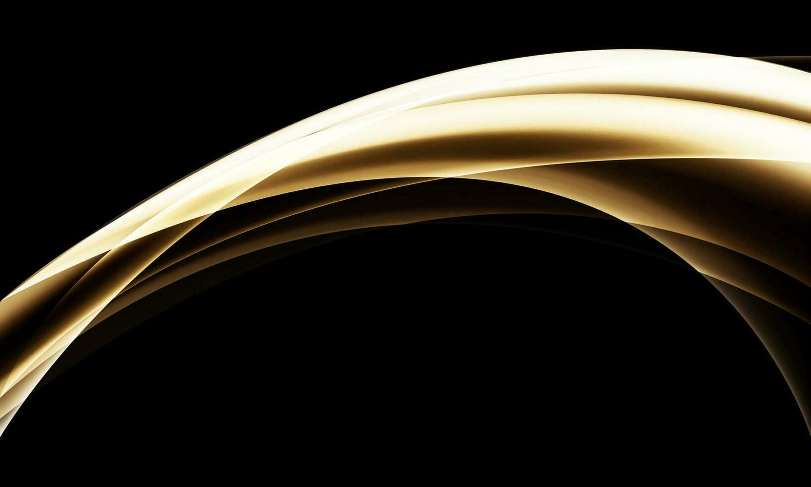 Abstract gold glass curve wave overlap on black design modern luxury futuristic creative background vector