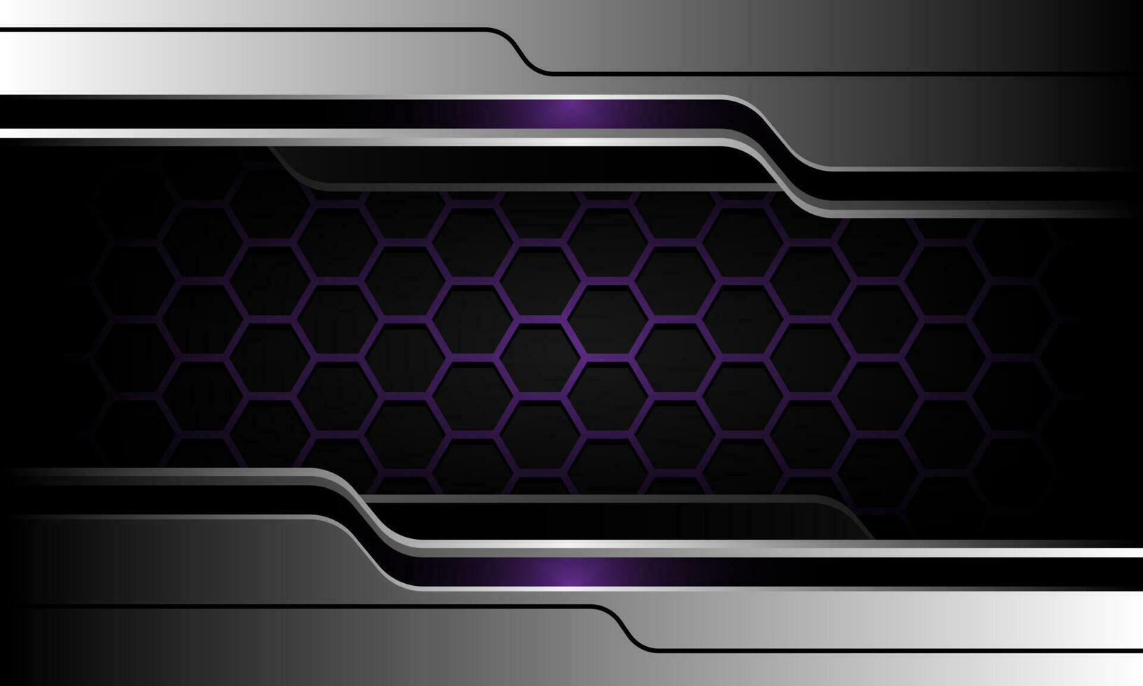 Abstract purple hexagon mesh grey silver black cyber design modern luxury futuristic technology background vector