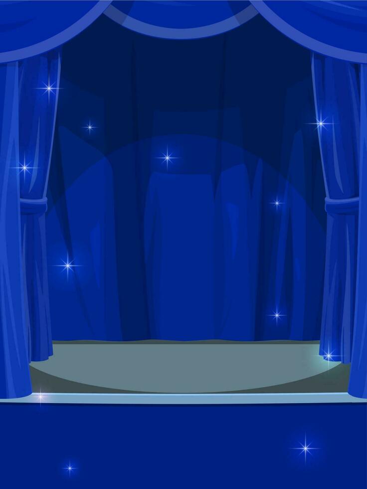 Blue curtains on circus or theater stage backdrop vector