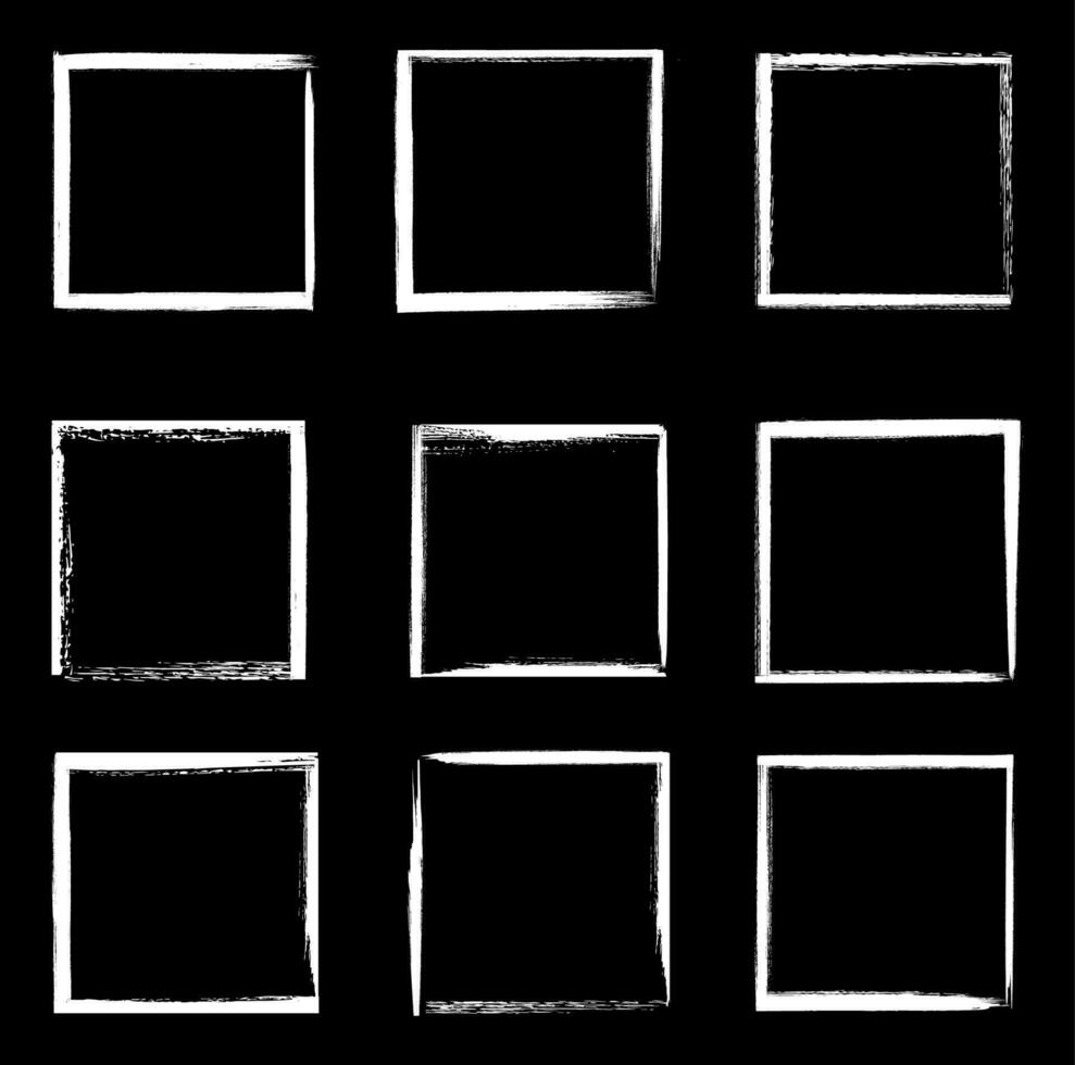 Grunge frames isolated vector white square borders