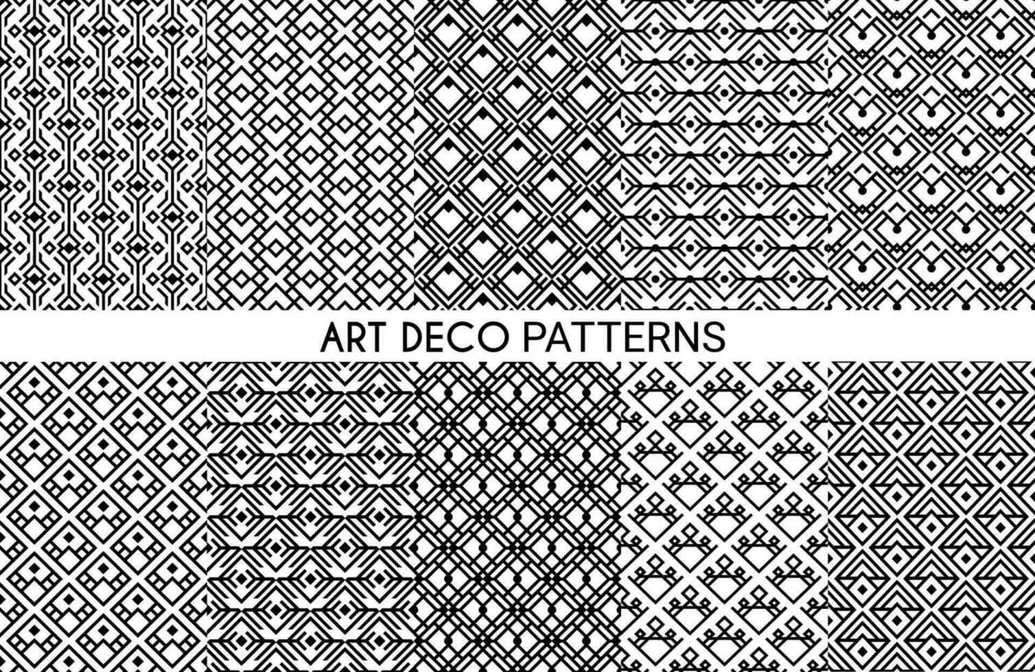 Art deco vector patterns, seamless ornament set