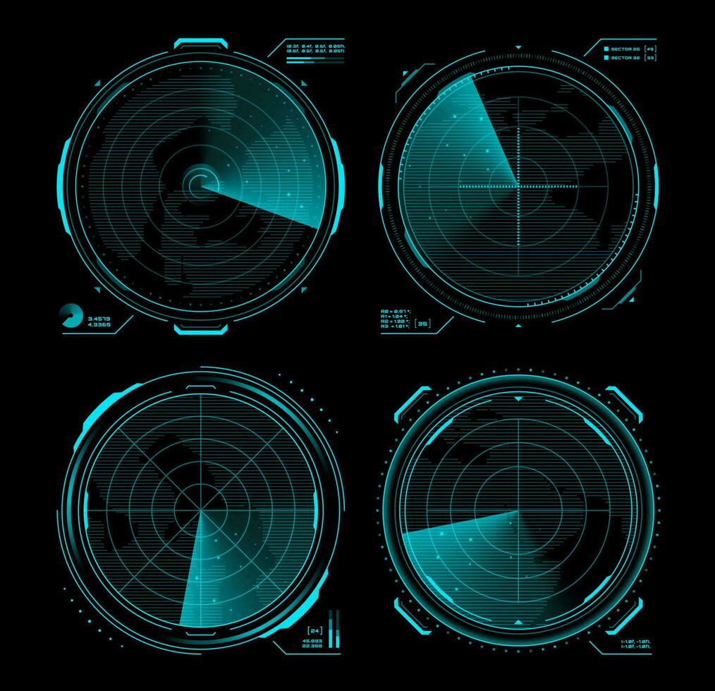 HUD military radar or sonar screen interface vector