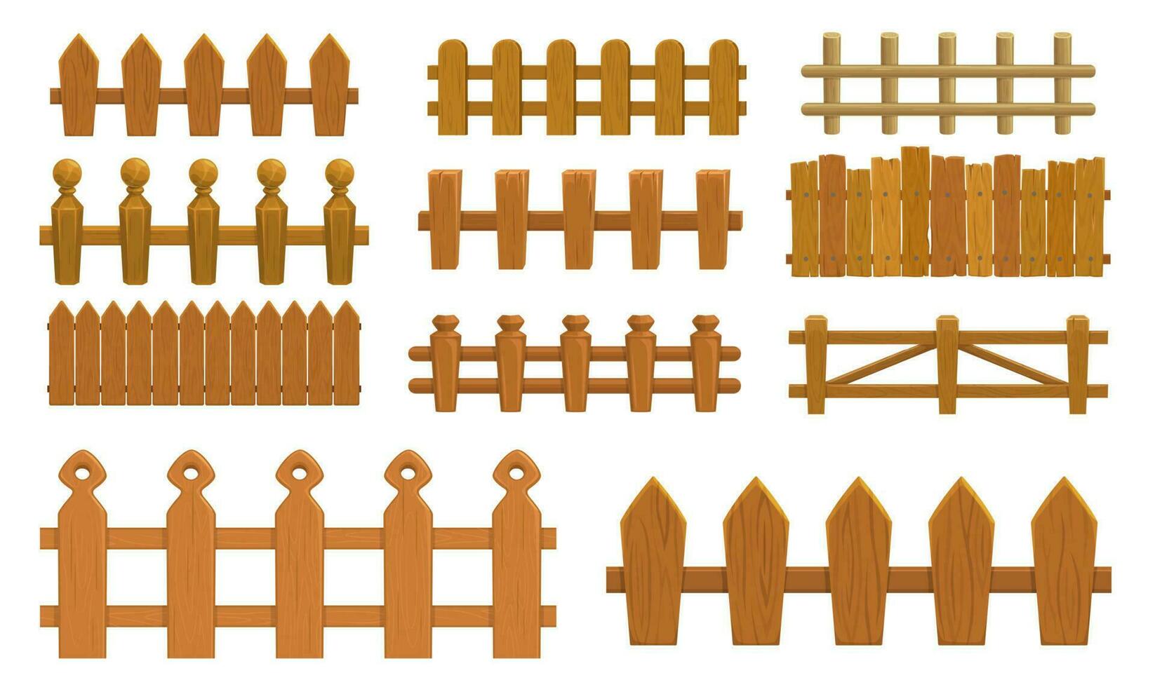 dibujos animados cerca, de madera empalizada, vector granja puertas