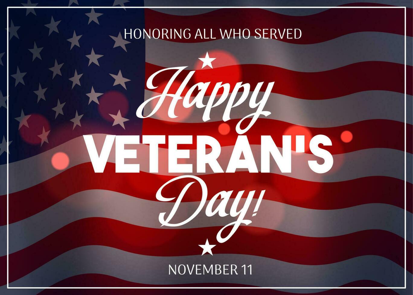 Veteran Day with flag of USA on background vector