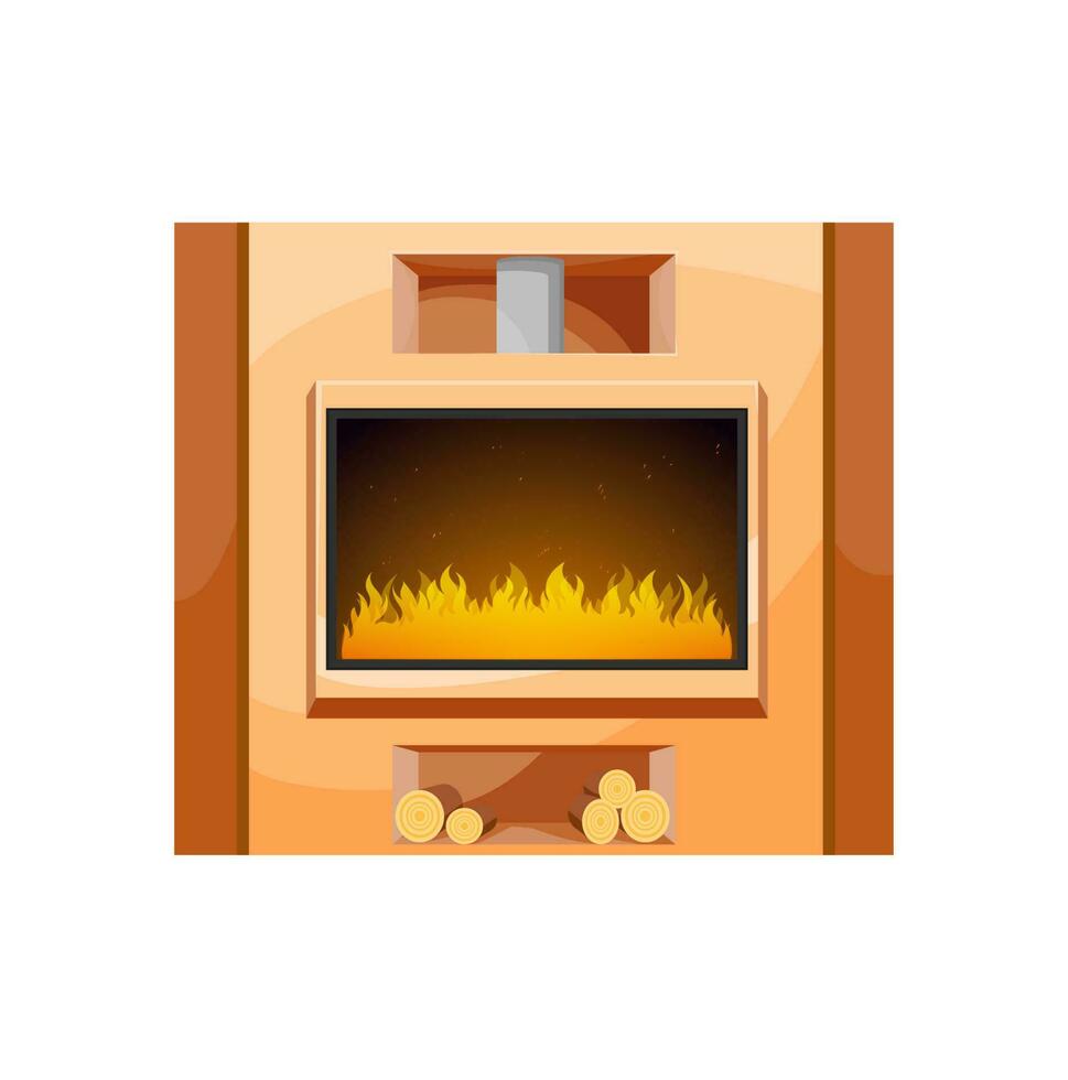 Modern home interior glass fronted fireplace vector