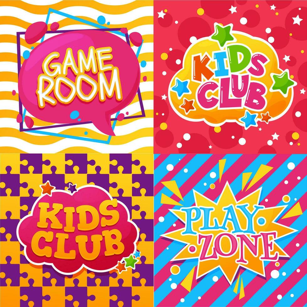 Kids club, game room, play zone vector