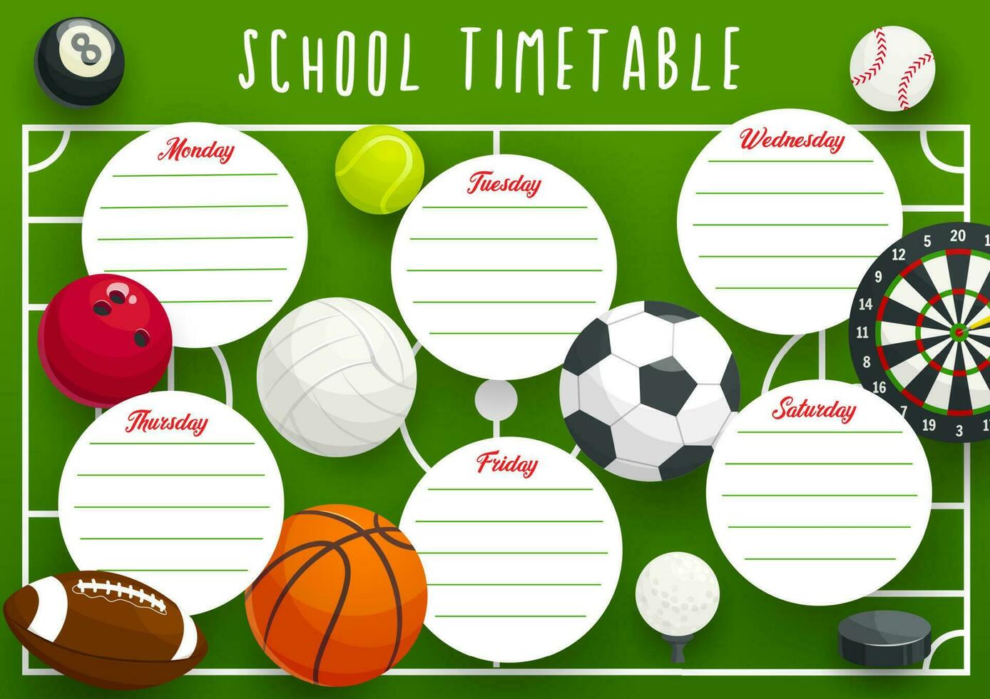 School timetable template of education planner vector