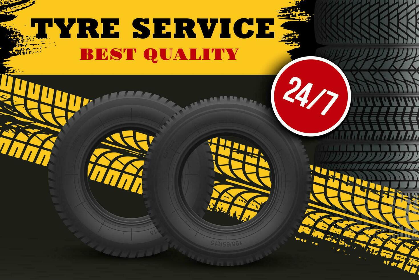 Tire repair and replacement service vector banner