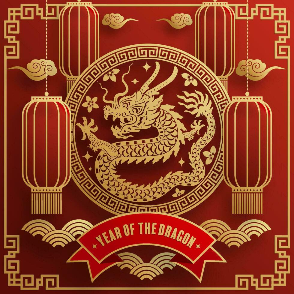 Happy chinese new year 2024 year of the chinese dragon zodiac vector