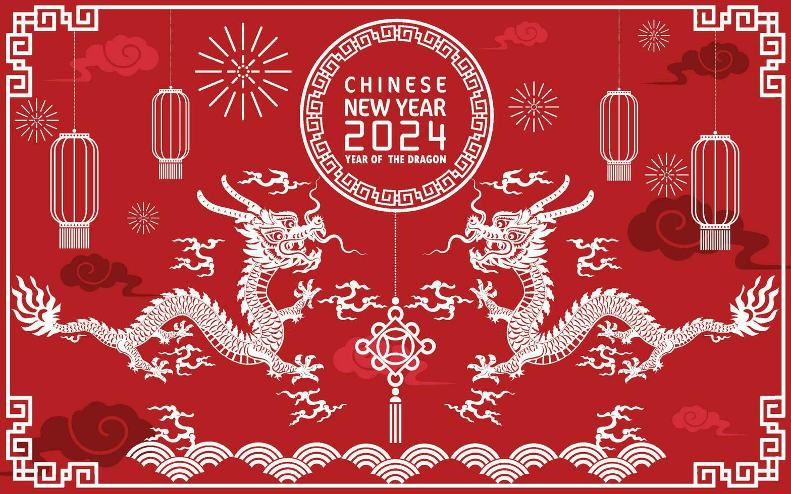 Happy chinese new year 2024 year of the chinese dragon zodiac vector