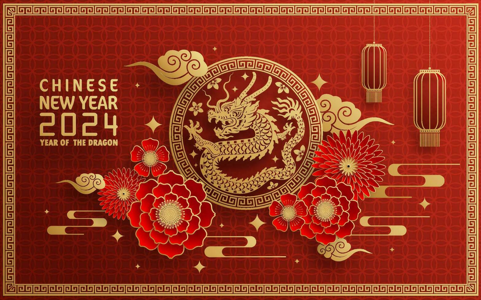 Happy chinese new year 2024 year of the chinese dragon zodiac vector