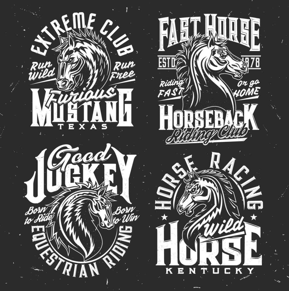 Riding club, jockey, horse polo race t-shirt print vector