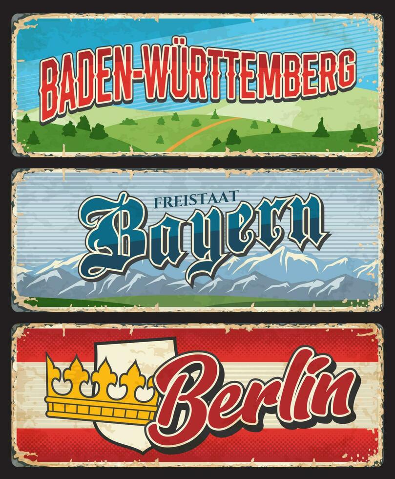 Baden Wurttemberg, Berlin, Bayern plates vector